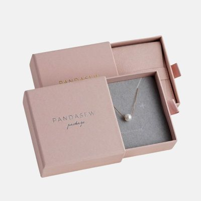 Caja rígida de cajón de joyería rosa personalizada