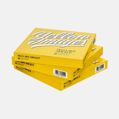 Caja de pizza amarilla diseño libre al por mayor