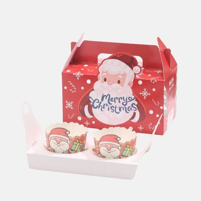 Caja de embalaje de cupcakes de Navidad con bandeja al por mayor