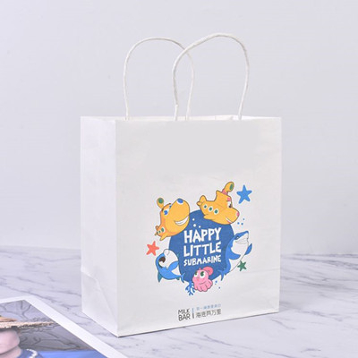 Bolsa de papel kraft blanca con asa