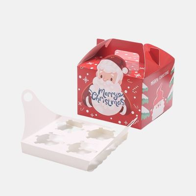 Caja de embalaje de cupcakes de Navidad con bandeja al por mayor