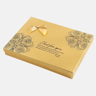 Cajas de regalo de chocolate con papel artístico dorado personalizado al por mayor