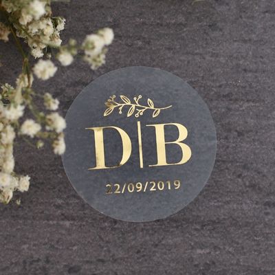 Etiquetas adhesivas personalizadas para bodas con lámina de oro